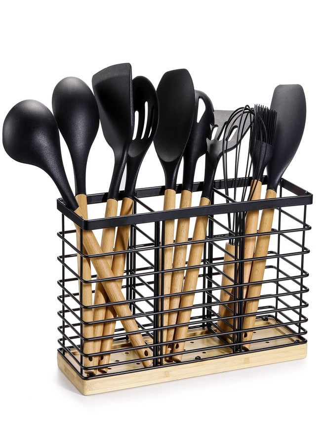 WDT Tool Utensil holder for Kitchen Counter- 13.5" x 4.2" x 6.9" Large Utensils Holder For Farmhouse Cooking, Utensil Caddy Spatula Holder (3 Compartments) - Image 1